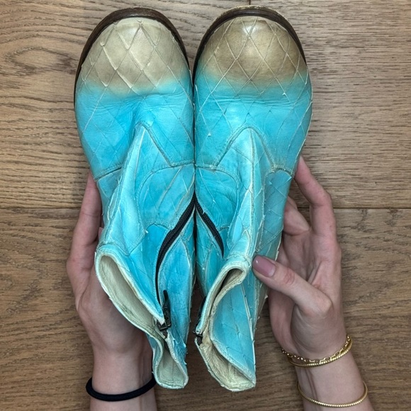 We Are…The Original Western Bootie - Taupe & Turquoise Leather - Size 39 - EUC - Picture 7 of 12